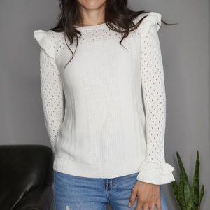 One Gray Day Ivory Long Sleeve Sweater